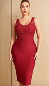 Robe Corset Dentelle Rouge Rubis