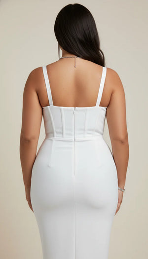 Robe Corset Élégante Fendue Blanche - Vue dos
