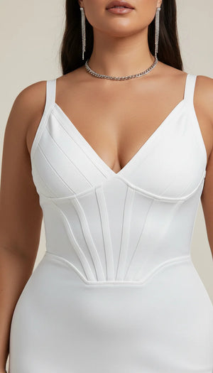 Robe Corset Élégante Fendue Blanche - Vue face