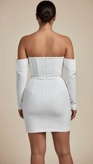Robe Corset Épaules Dénudées Blanc Pur - Vue dos