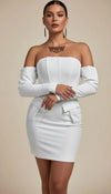 Robe Corset Épaules Dénudées Blanc Pur