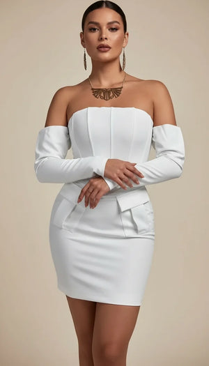 Robe Corset Épaules Dénudées Blanc Pur - Vue principale
