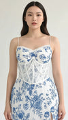 Robe Corset Fleurie Blanche Bleue