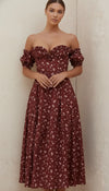 Robe Corset Fleurie Bordeaux