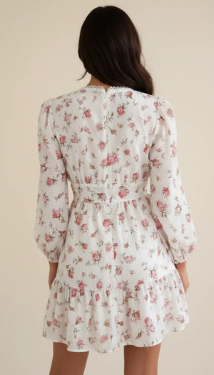 Robe Corset Fleurie Roses Poudrées - Vue dos