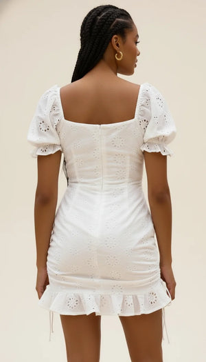 Robe Corset Froncée Broderie Blanche - Vue dos