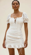 Robe Corset Froncée Broderie Blanche
