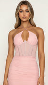 Robe Corset Froncée Rose Poudré