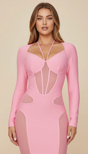 Robe Corset Maille Rose Vif - Vue principale