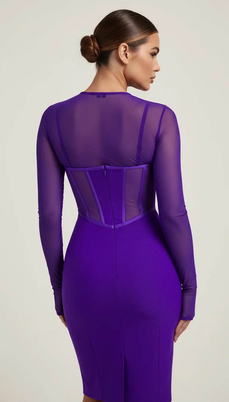 Robe Corset Maille Violette Profonde - Vue dos