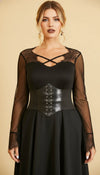 Robe Corset Manches Évasées Noire