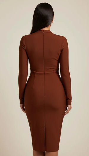 Robe Corset Midi Sculptante Marron Chocolat - Vue dos