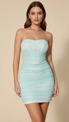 Robe Corset Mini Froncée Aqua Pâle