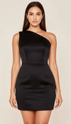 Robe Corset Mini Satin Noir