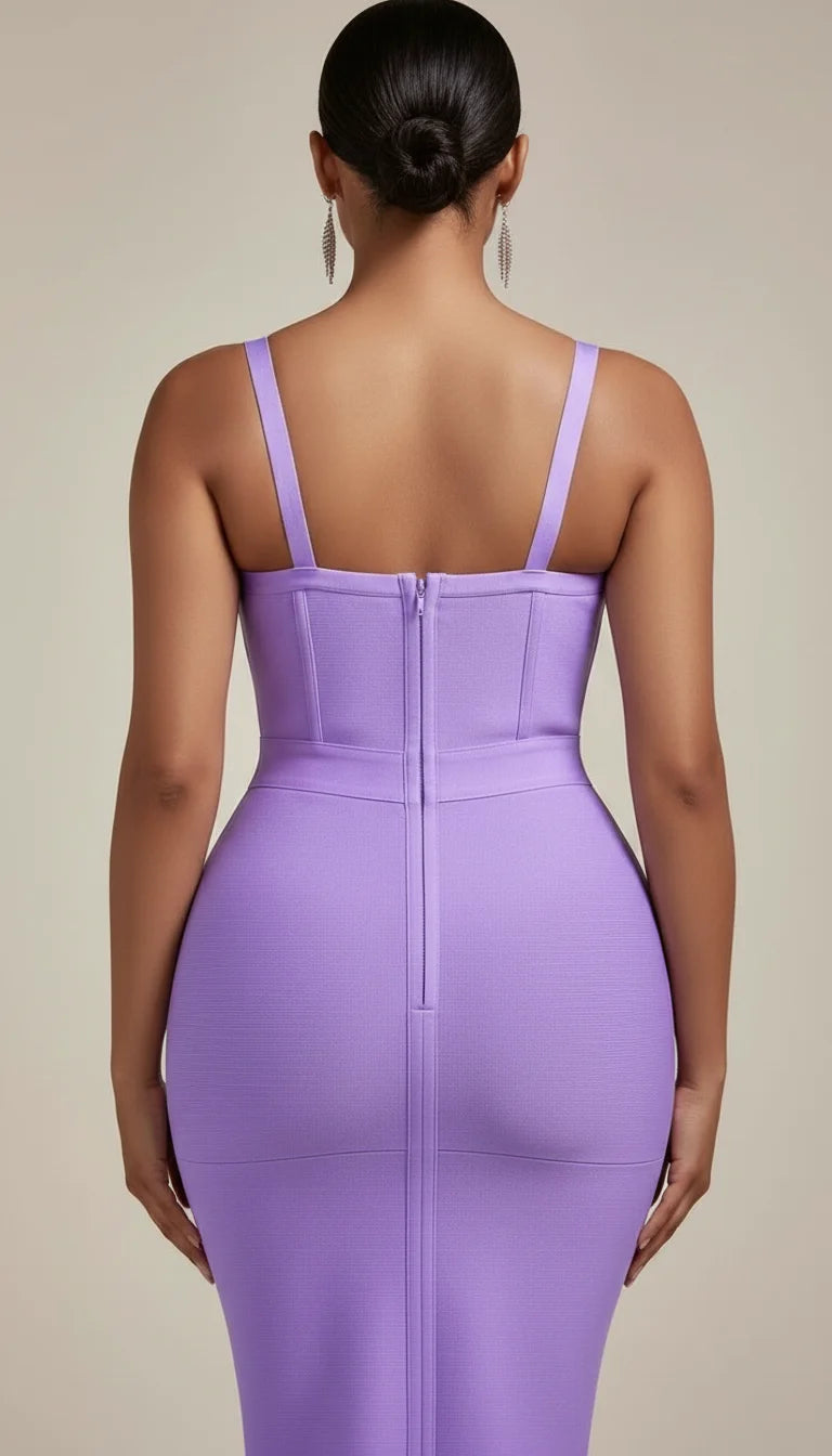 Robe Corset Moulante Lavande - Vue dos