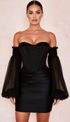 Robe Corset Noire Manches Voile