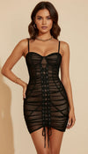 Robe Corset Résille Noire Lacée