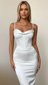Robe Corset Satin Écru