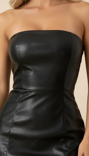 Robe Corset Simili Cuir Noir - Vue face