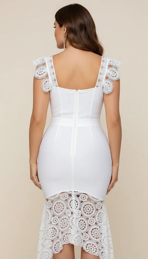 Robe Corset Sirène Dentelle Blanche - Vue dos