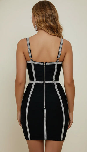 Robe Corset Strassée Noire - Vue dos