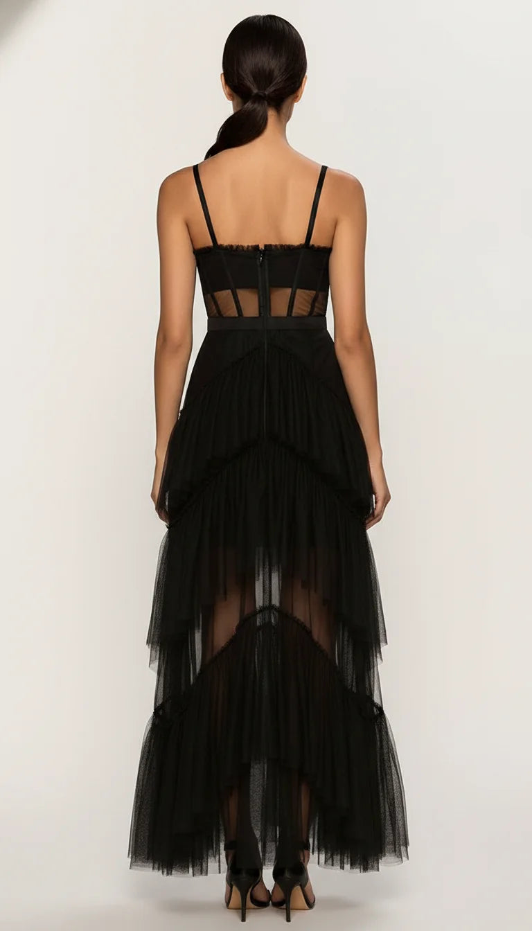 Robe Corset Tulle Blanc Volanté - Vue dos