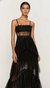 Robe Corset Tulle Blanc Volanté
