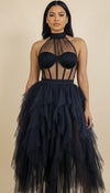 Robe Corset Tulle Transparente Noire