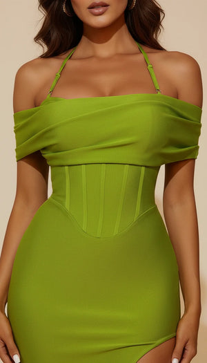 Robe Corset Verte - Vue profil