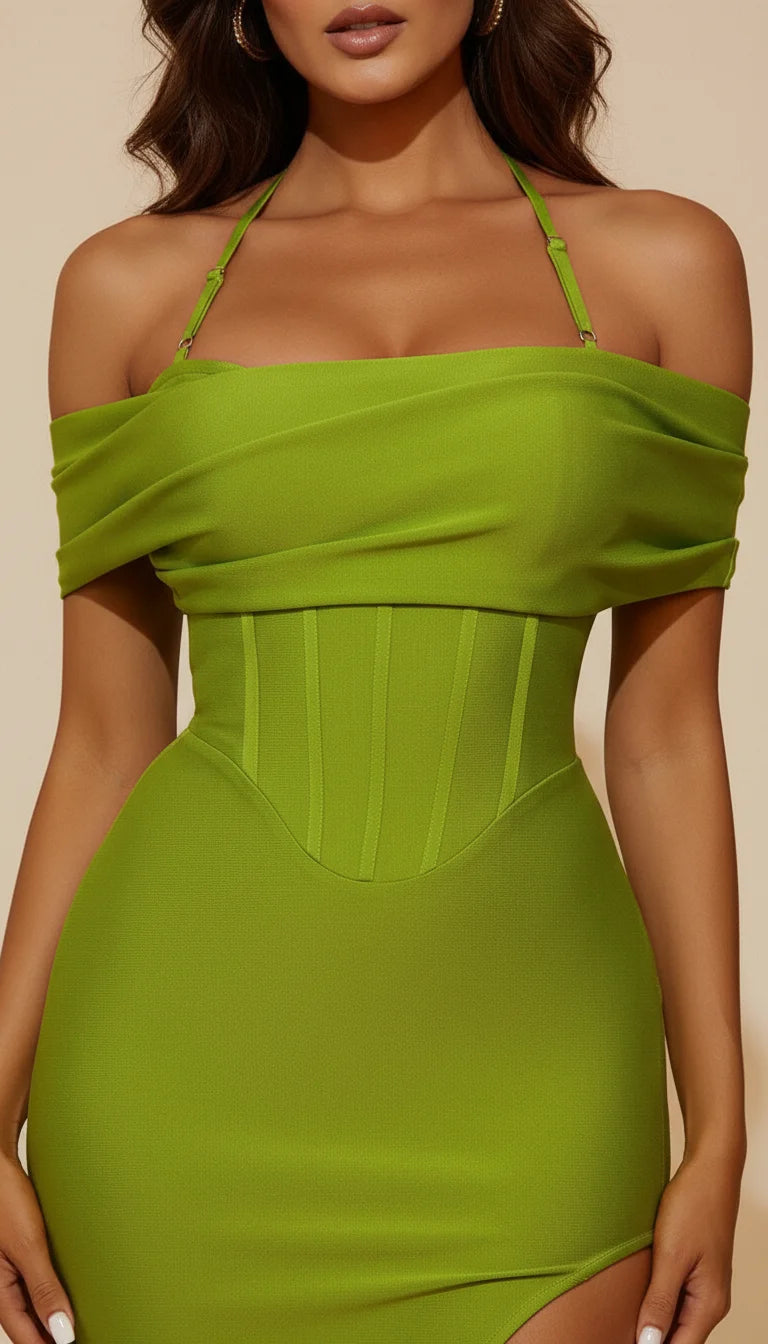 Robe Corset Verte - Vue profil