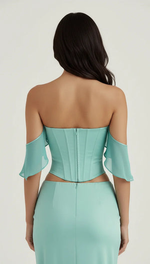 Robe Corset Volants Vert d'Eau - Vue dos