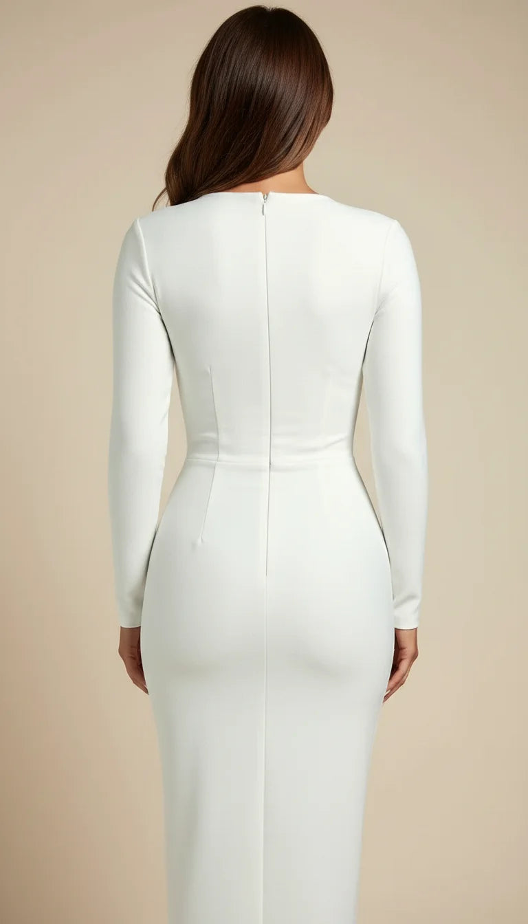 Robe Corsetée Fendue Franges Dos - Vue dos