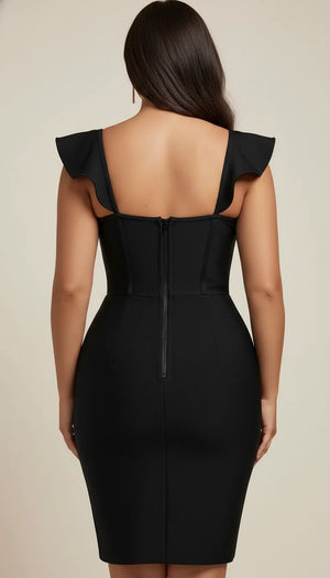 Robe Corsetée Volants Bandage Noire - Vue dos