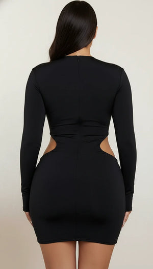 Robe Courte Découpes Noire - Vue dos