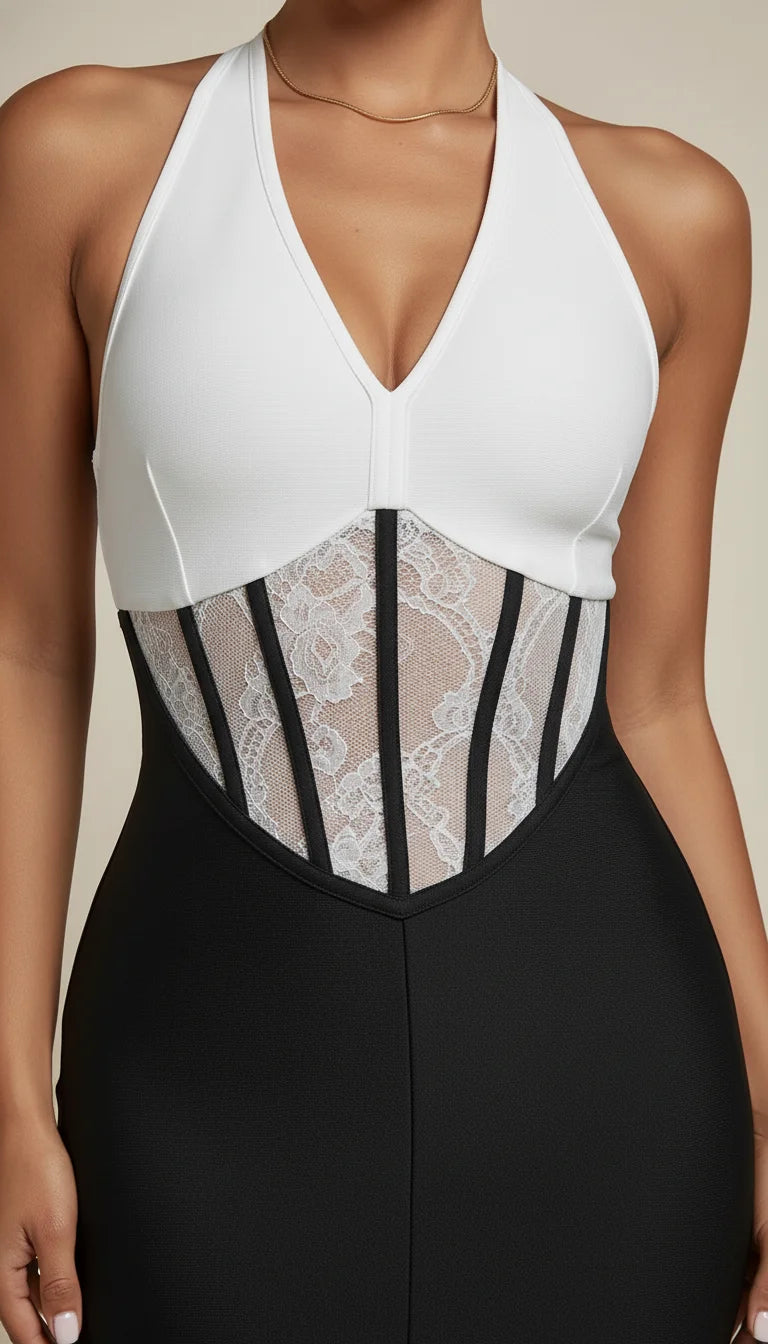 Robe Fourreau Bicolore Corset - Vue face