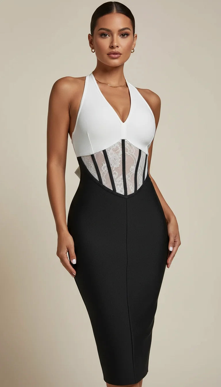 Robe Fourreau Bicolore Corset - Vue principale
