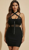 Robe Fourreau Halter Résille Noire