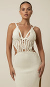 Robe Longue Maille Crème Découpes