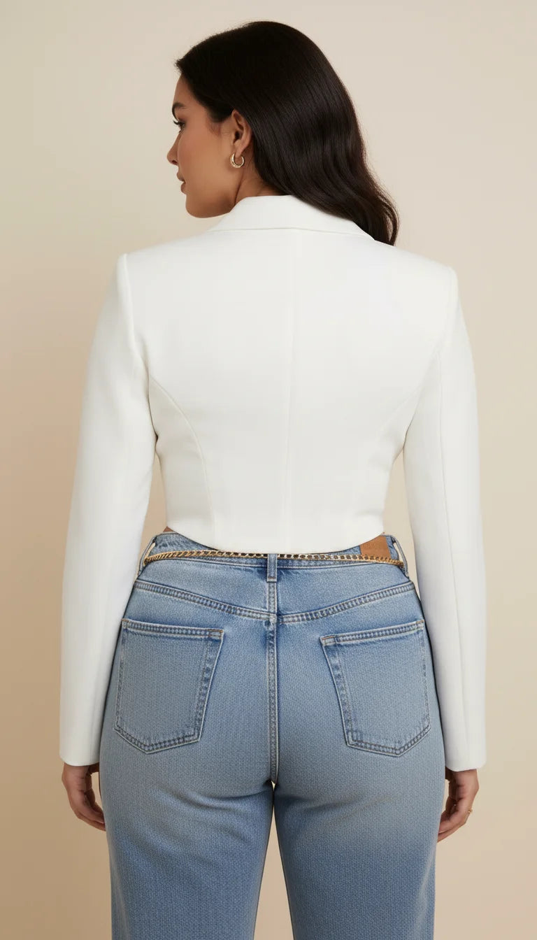 Top Blazer Corseté Blanc - Vue dos