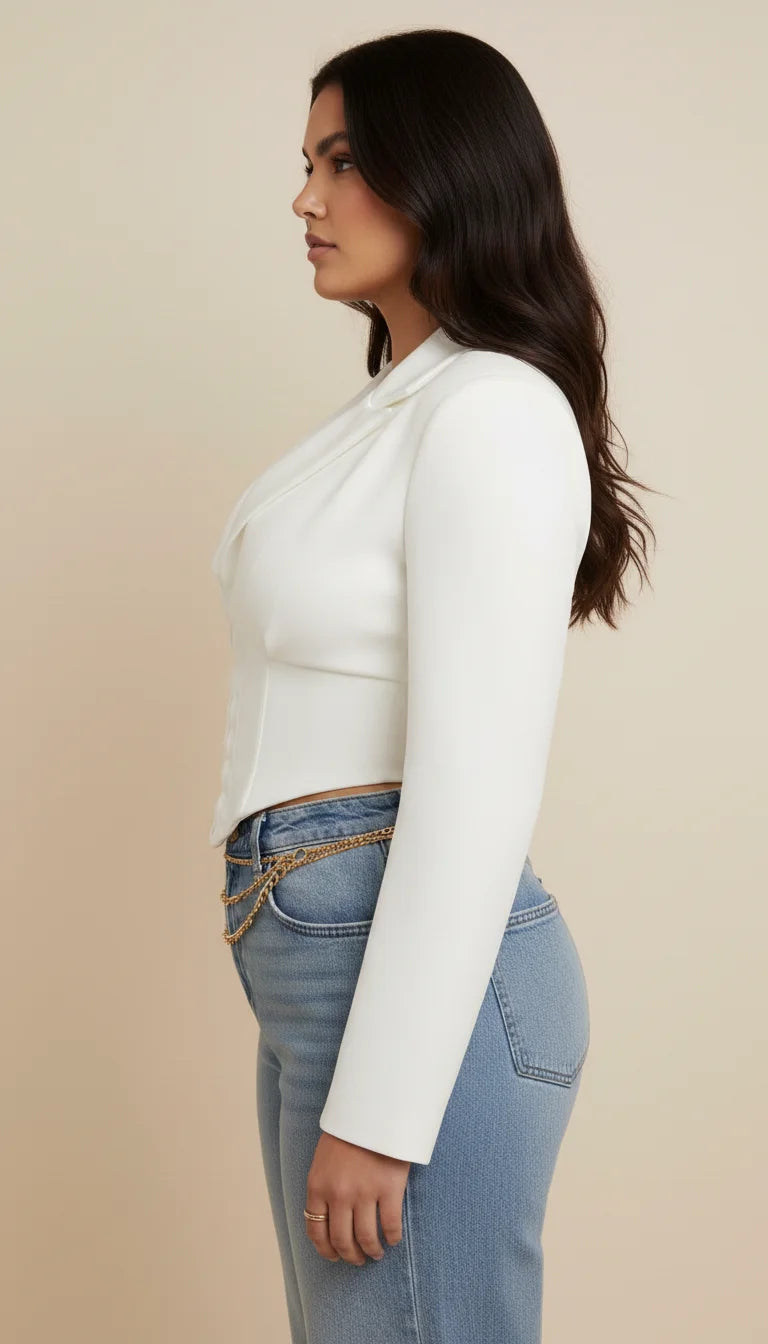 Top Blazer Corseté Blanc - Vue profil