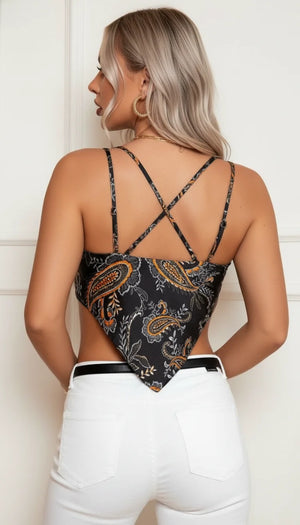 Top Bustier Paisley Noué Noir - Vue dos