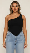 Top Corset Asymétrique Noir