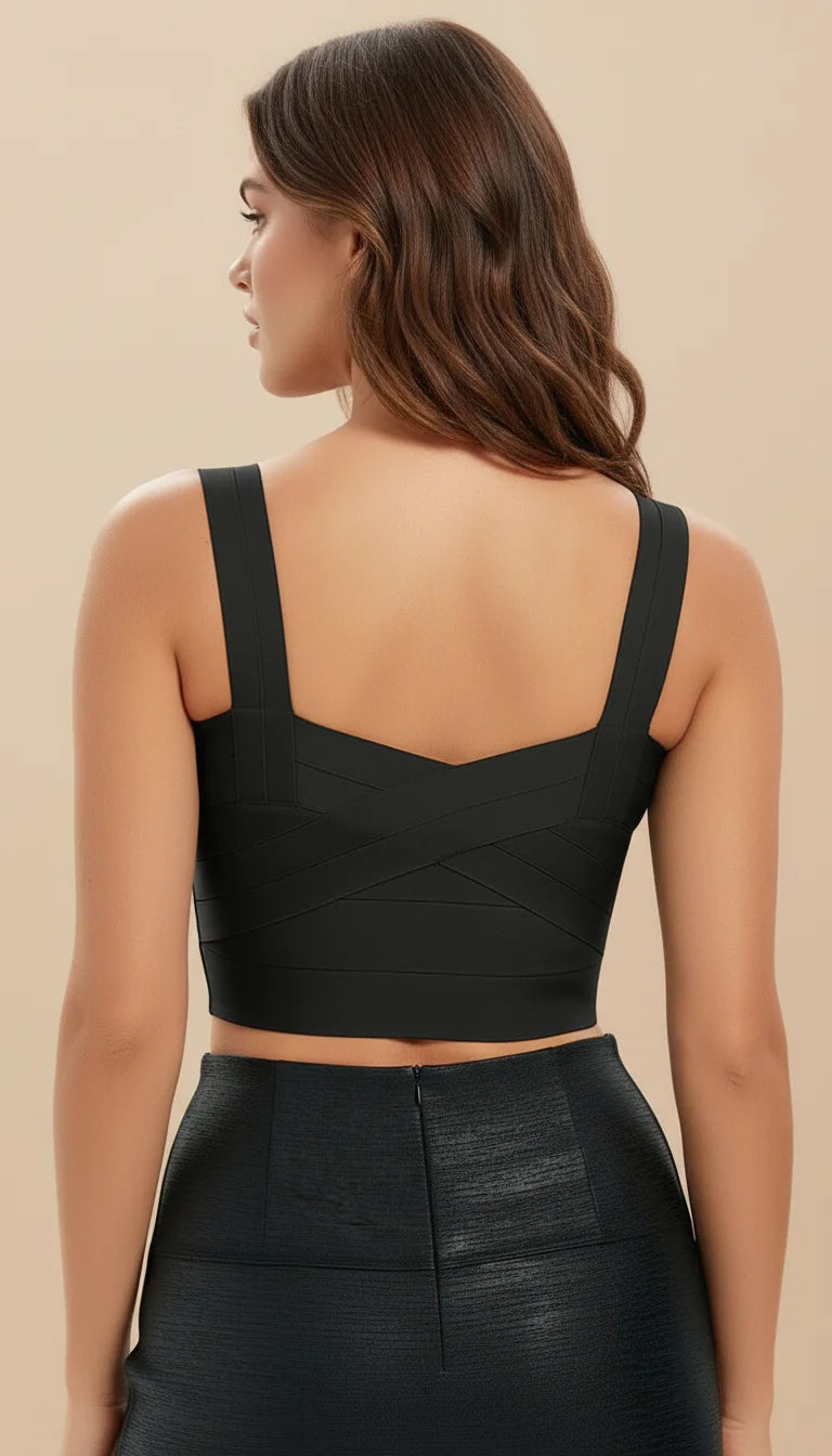 Top Corset Bandage Noir - Vue dos