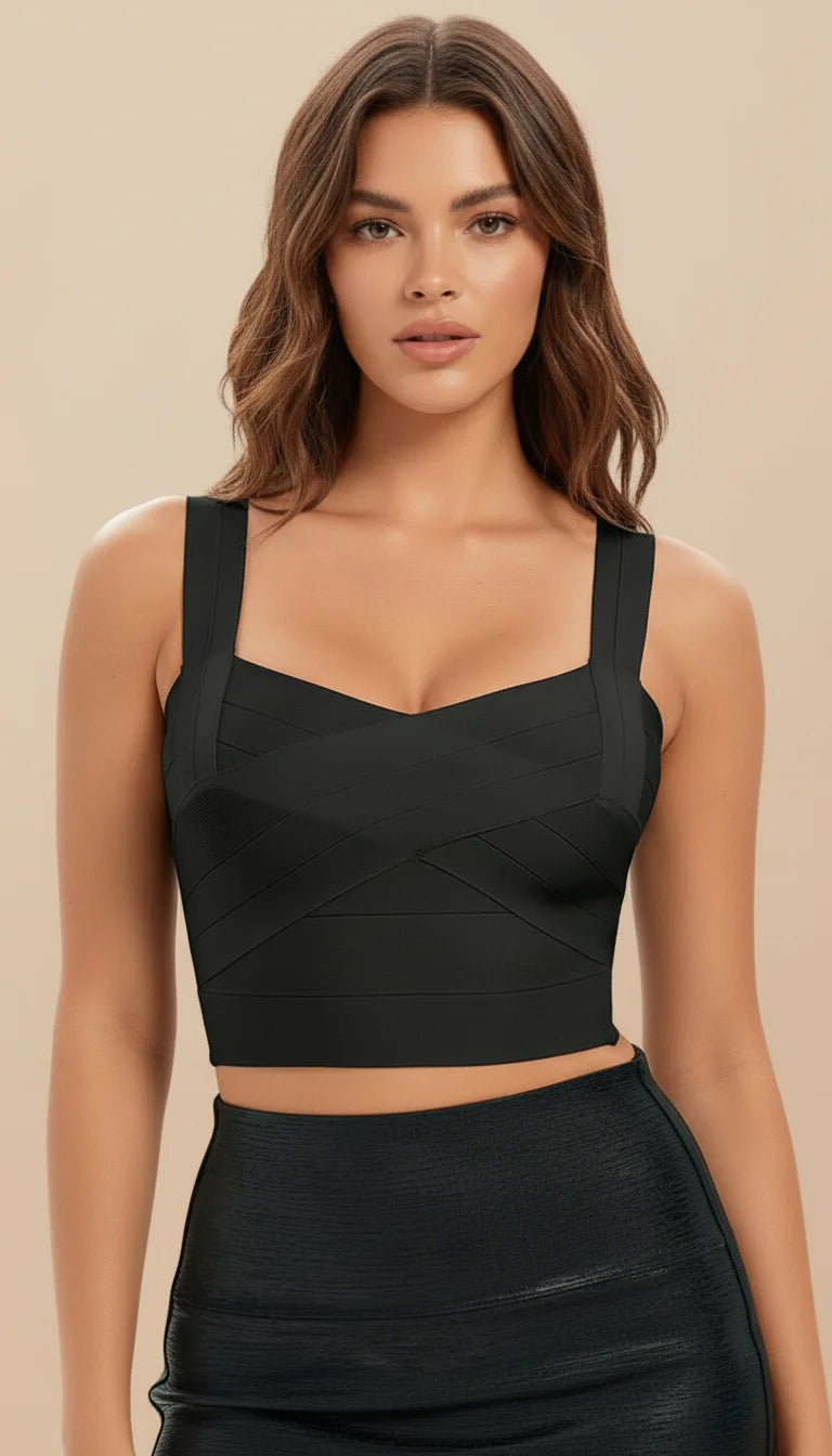 Top Corset Bandage Noir - Vue principale