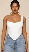 Top Corset Blanc Asymétrique Structuré