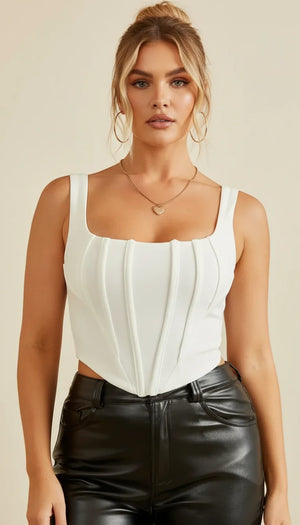 Top Corset Blanc Structuré - Vue principale