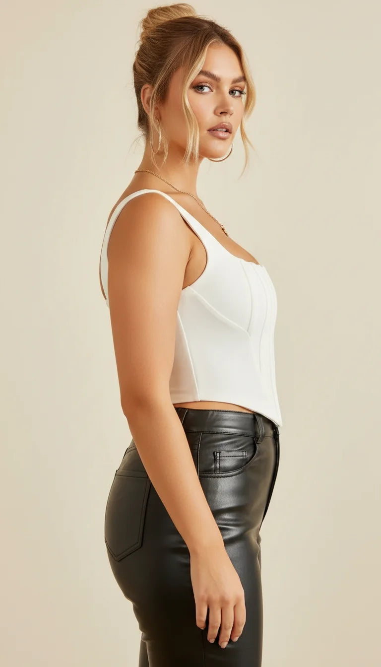 Top Corset Blanc Structuré - Vue profil