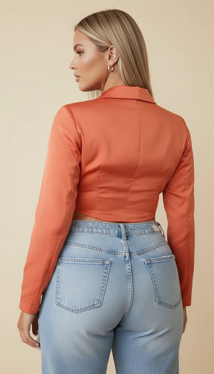 Top Corset Blazer Orange Satiné - Vue dos