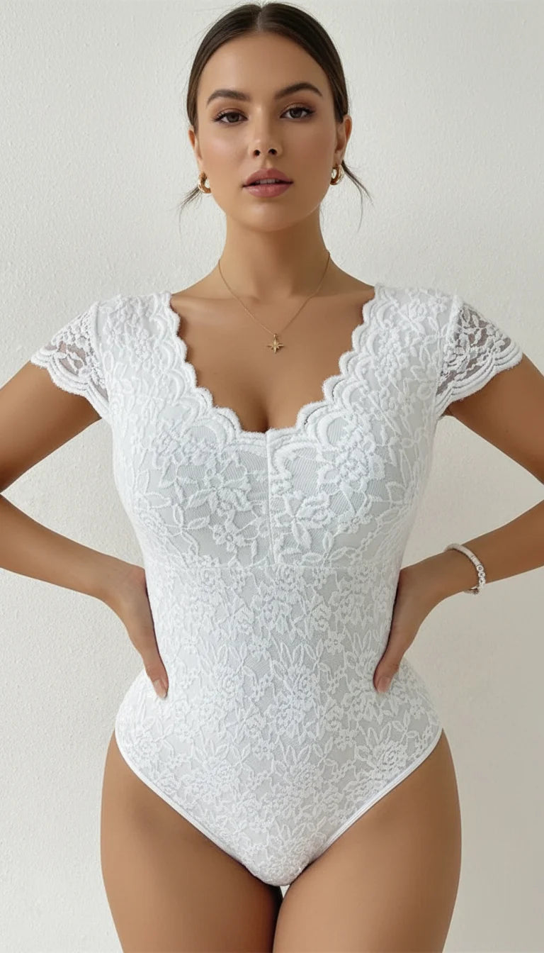 Top Corset Dentelle Blanche - Vue principale
