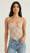 Top Corset Dentelle Liens Crème